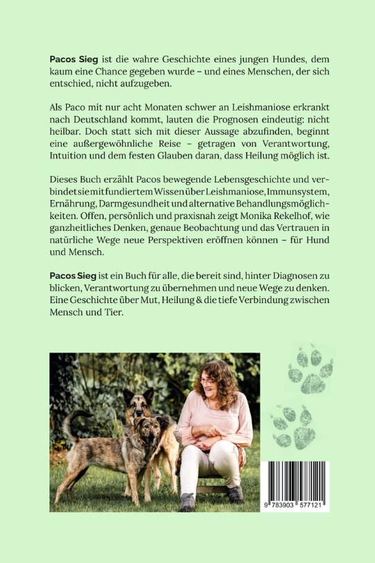 Buchrückseite ‚Pacos Sieg über die Leishmaniose